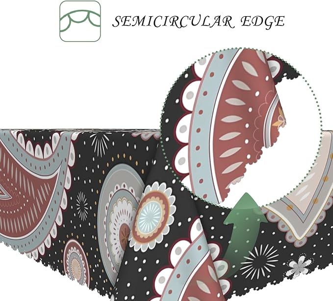 60x120 Inch Paisley Rectangular Tablecloth Abstract Vintage Ethnic Ornament Table Cloth Bohemian Washable Durable Table Cover for Dining Banquet Garden Patio Decor