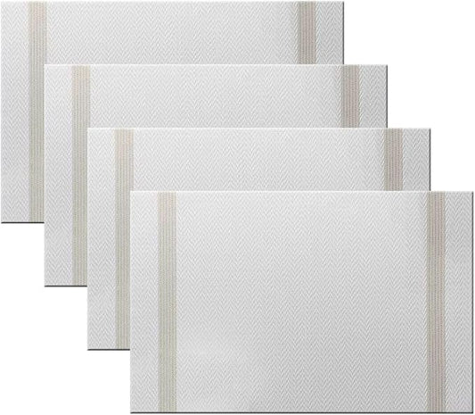 PIGCHCY Placemats Set of 4, Luxurious Elegant Placemats Non-Slip Washable Durable Table Mats for Home/Dining Room Decoration (White,18 X 12 inches)
