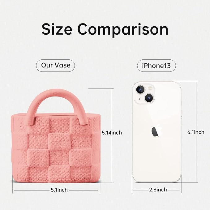 Ceramic Vase, Small Modern Flower Vase for Home Decor, Handbag Collection Creative Ceramic Floral Vases for Centerpieces, Flower Arrangement Decoration Shooting Props (Pink)