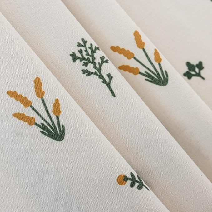 F-CHU Floral Curtains for Living Room Bedroom Farmhouse French Country Linen Curtain Flower Pattern Chic Country Rod Pocket Curtains 2 Panels Set 55" W x 96" L