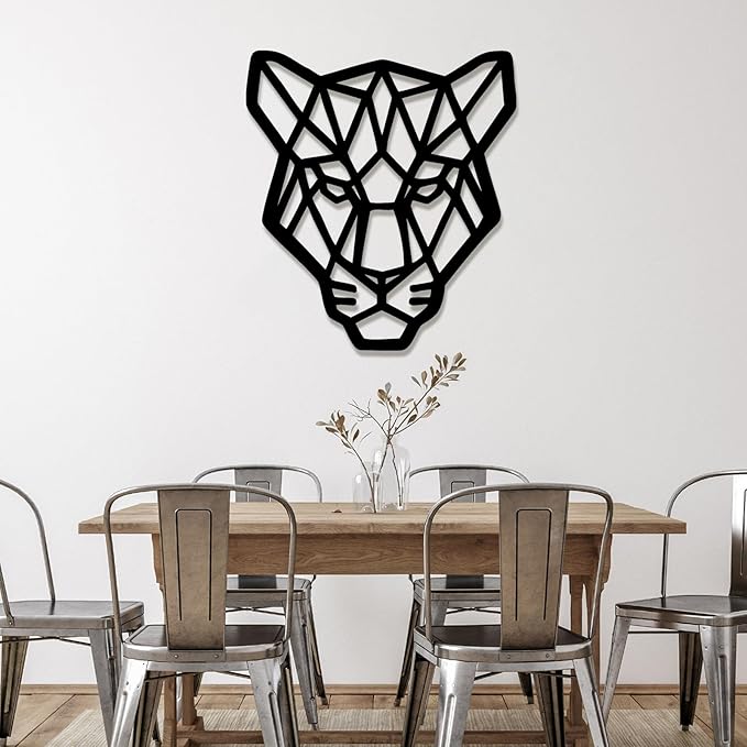 Geometric Animal Metal Wall Art – Modern Polygon Style Metal Wall Decor for Home, Living Room, or Office, Minimalist Wildlife Wall Sculpture, Black Steel Design (Style-1)