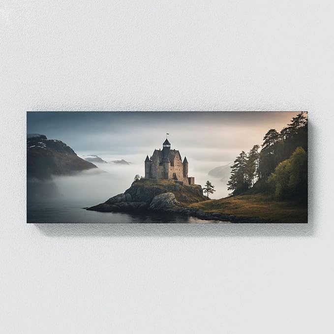 Sense Canvas Scandinavian Misty Fjord 70 Canvas Art - Home Decor Wall Art Print Poster Painting Medium 30x12 / 1.5"