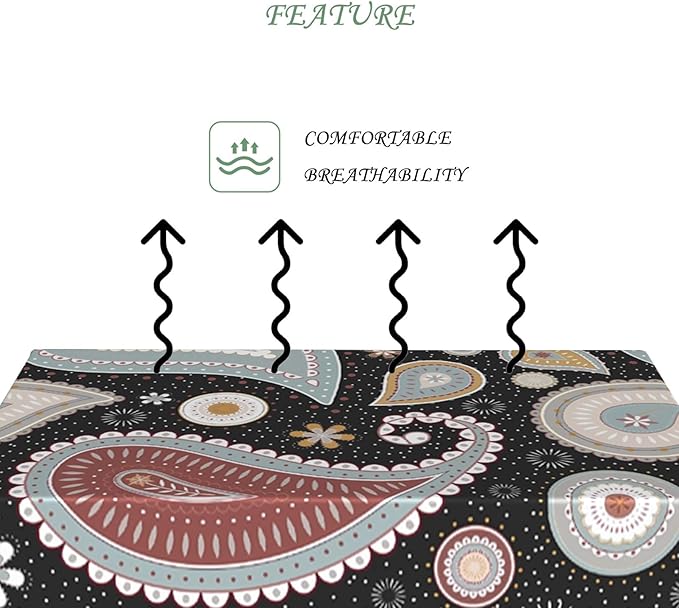 70x90 Inch Paisley Rectangular Tablecloth Abstract Vintage Ethnic Ornament Table Cloth Bohemian Washable Durable Table Cover for Dining Banquet Garden Patio Decor