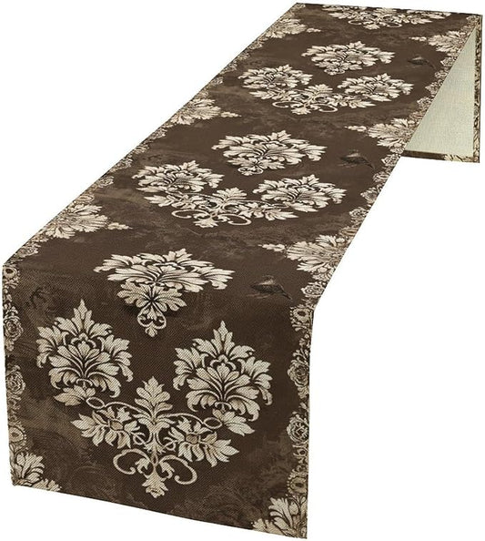 Moroccan Damask Table Runner, Oriental Classical Damask Inspired Abstract Bird Pattern Table Runner for Kitchen Dining Weddings Party Decor 13x36in