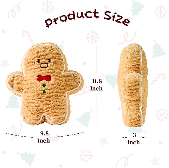 Uvvyui Christmas Gingerbread Throw Pillow Cute Ginger Bread Pillow Biscuit Man Decorative Throw Pillows, Soft Aesthetic Xmas Decor Pillow for Living Room Bedroom Sofa