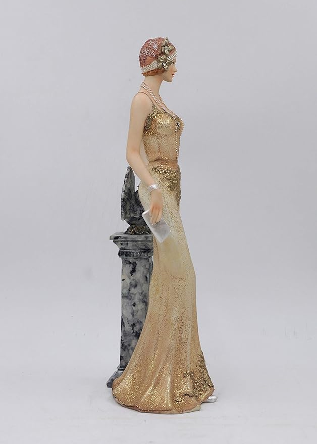 Comfy Hour Glamour Elegance Victorian Style Lady Collection Luxury Standing Lady Resin Art Figurine,13-inch Height
