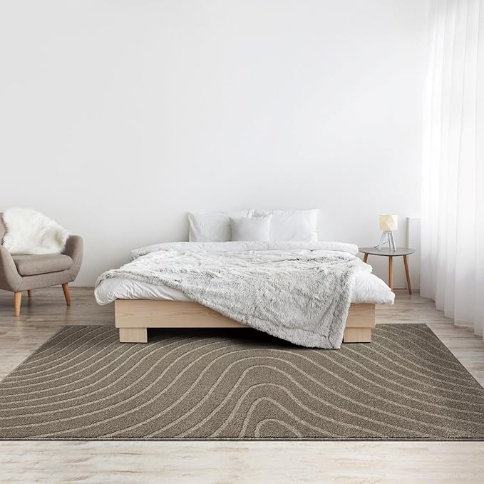 LUXE WEAVERS Modern Geometric Wave Taupe 5x7 Area Rug