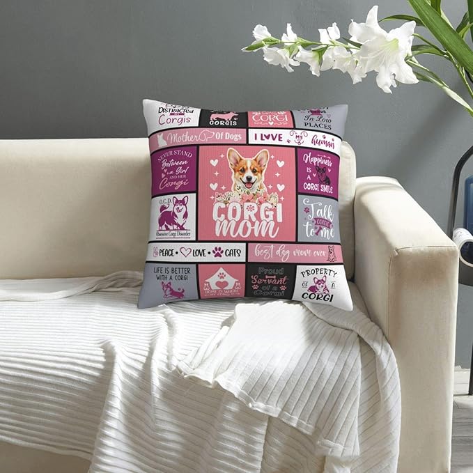 Christmas Corgi Gifts for Corgis Lovers, Funny Corgi Gifts for Women, Best Corgis Themed Gift for Christmas, Xmas, Birthday, Dog Mom Gift for Dog Lovers Throw Pillow Cover 18x18 Inches