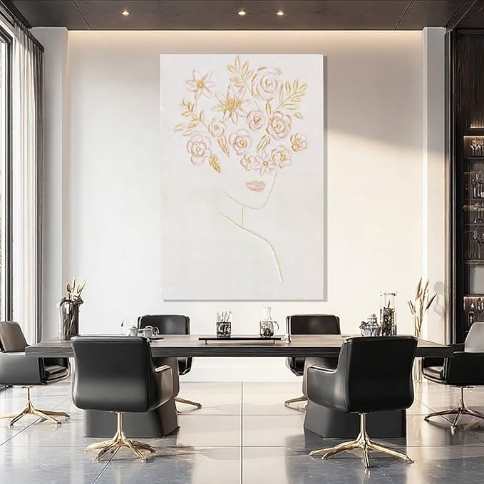ZENPEE Pink Abstract Wall Art, Flower Wall Decor, Cuadros para Sala Elegantes y Modernos, Minimalist Wall Art for Bedroom or Office, 32" x 48"