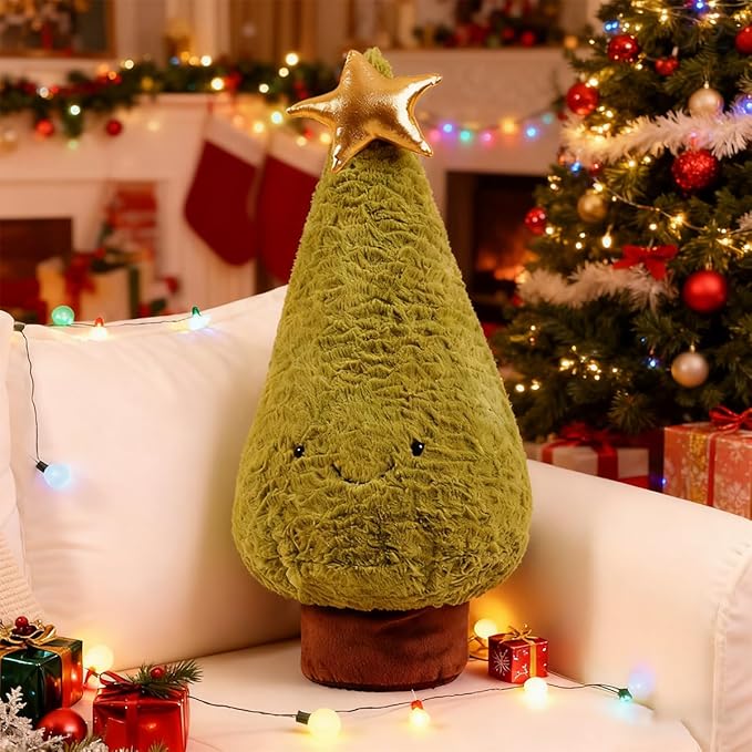Christmas Tree Plush Stuffed Animal Plush Toy, 15.8" Reindeer Decor Kawaii Birthday Gifts for Kids Girls Boys