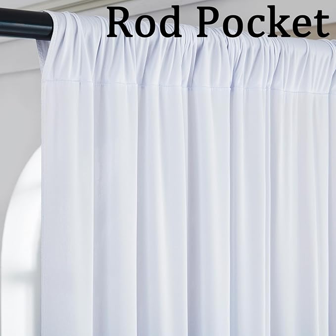 Wrinkle Free White Backdrop Curtains for Parties, Polyester Photo Backdrop Drapes 2 Panels 5x7ft for Photography Wedding Parties Birthday Background Baby Shower, 10ftx7ft