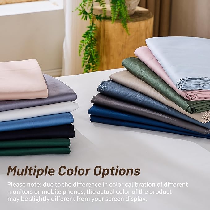 MEISHANG 1000 Thread Count Cotton Sheets California King - 100% Egyptian Cotton, Sateen Weave, Soft & Breathable, Oeko-Tex Certified, 16" Deep Pockets - 4 Piece (Cal King, White)