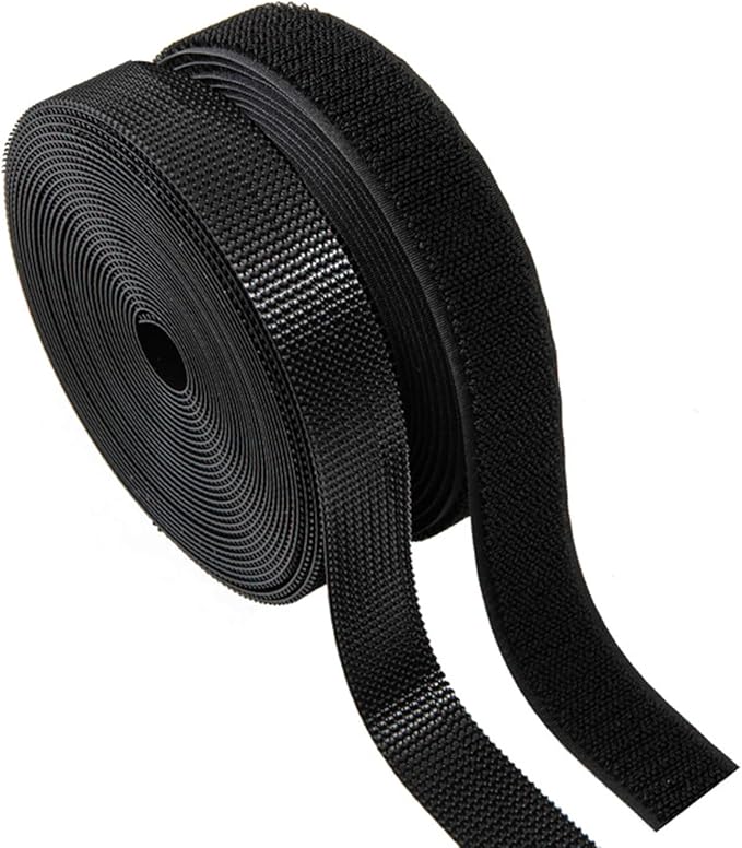 Sew on Hook and Loop Strips 3/4in x 5yd | Easy to Sew | Excellent Grip | Non-Adhesive Back Nylon Strips Fabric Fastener Non-Adhesive Interlocking Tape for Clothing Sewing Crafts and DIY, Black