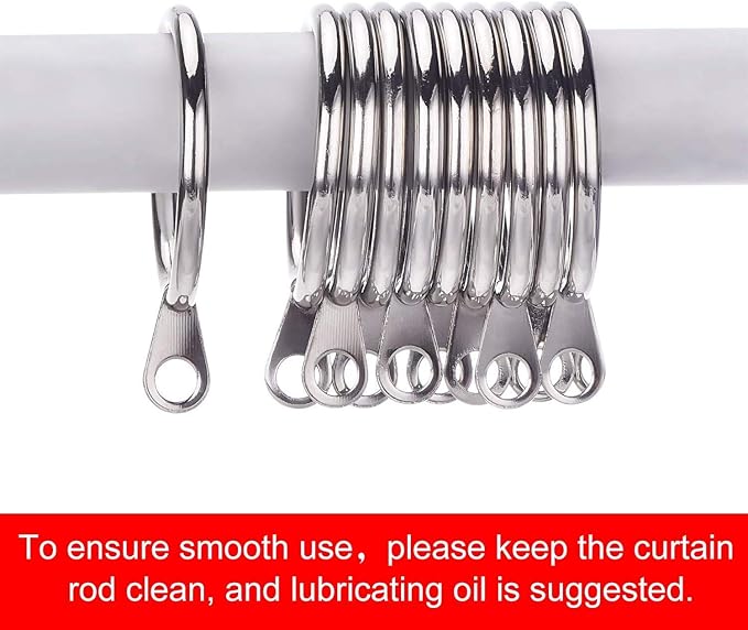 Shappy 40 Pack Metal Drapery Curtain Rod Rings with Eyelets Internal Diameter 1.18in Fits up to 0.79 in Rod Hanging Drape Sliding Eyelet Silver Rings for Window Door Shower Bathroom
