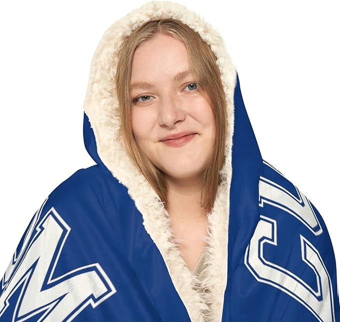 Personalized Football Jersey Hooded Blanket Game Day Custom Hooded Fleece Blanket with Name Football Team Wearable Blanket University Team Blanket Game Day Gifts