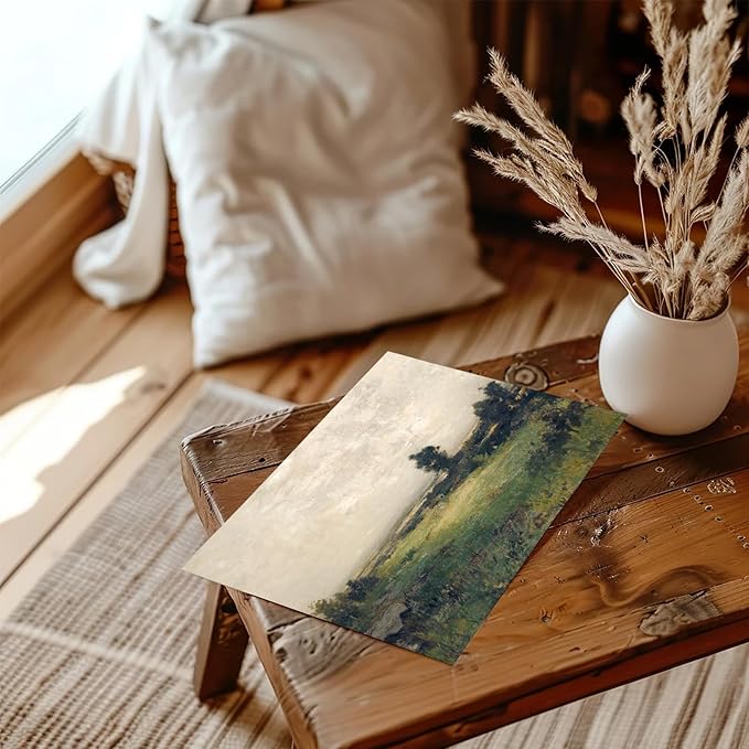 XOCUUI Vintage Landscape Unframed Canvas Wall Art, Vintage Rural Hill Prints, The Vast Grassland Classic Wall Prints Farmhouse Bathroom Office Decor - 11x14in