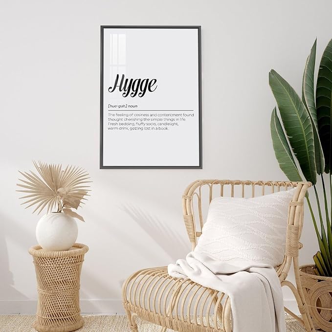 Hygge Definition Print, Family Poster, Bedroom Printable Wall Art, Living Room Typography Quote, Home Decor Poster Wall Art Bedroom Decor Office Room Kitchen Decor Aluminum Black-style 12x16inch(30x4