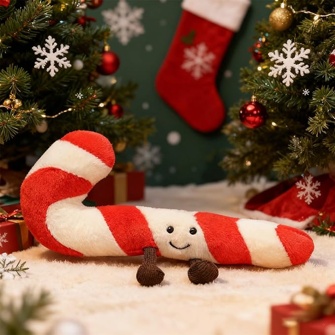 Candy Cane Pillow Christmas Plush Soft Plush Stuffed Candy Cane Decor for Bed, Couch, Kawaii Birthday Gifts for Kids