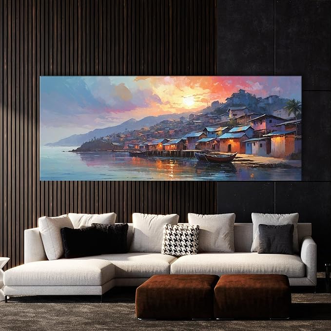 Sense Canvas Scandinavian Sunrise Serenity 54 Canvas Art - Home Decor Wall Art Print Poster Painting Large 40x16 / 1.5"