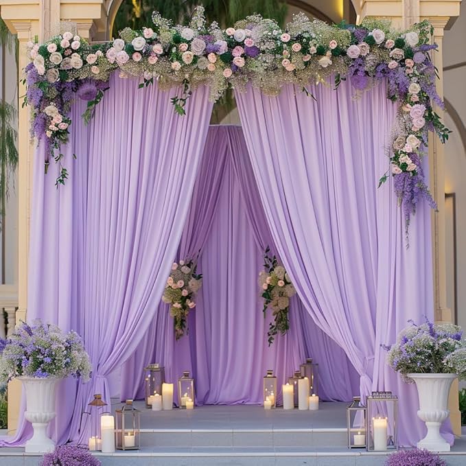 10ftx10ft Wrinkle Free Lavender Backdrop Curtain for Parties, Polyester Photo Backdrop Drapes Purple 2 Panels 5x10ft for Wedding Birthday Photography Background Indoor Outdoor