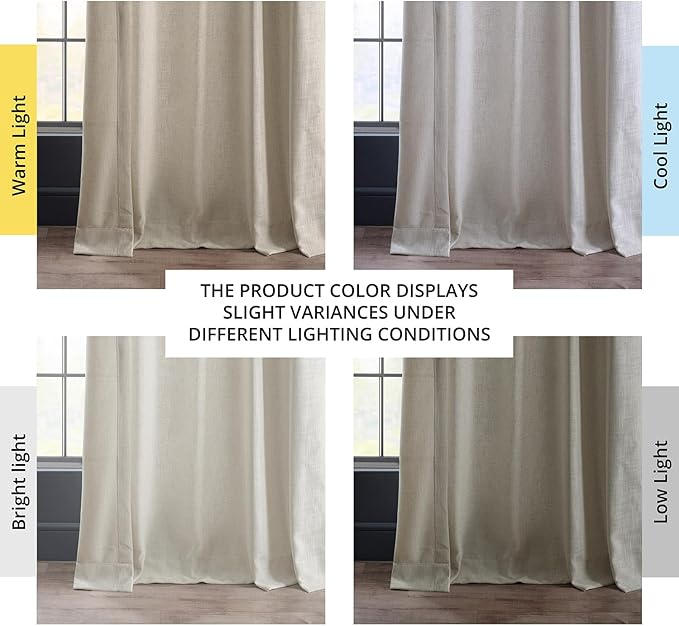 HPD HALF PRICE DRAPES Heavy Faux Linen Light Filtering Curtains for Bedroom 108 Inches Long (1 Panel) - Rod Pocket Curtains for Living Room - Window Curtains Home Decor - 50 X 108, Melted Cream