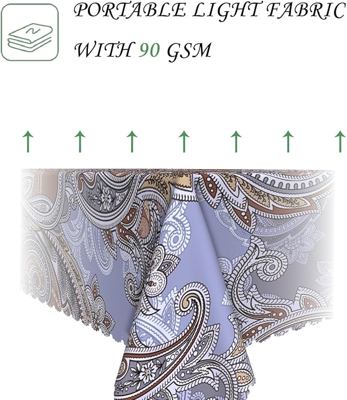 70x120 Inch Paisley Floral Rectangular Tablecloth Vintage Boho Flower Table Cloth Bohemian Washable Durable Table Cover for Dining Banquet Garden Patio Decor