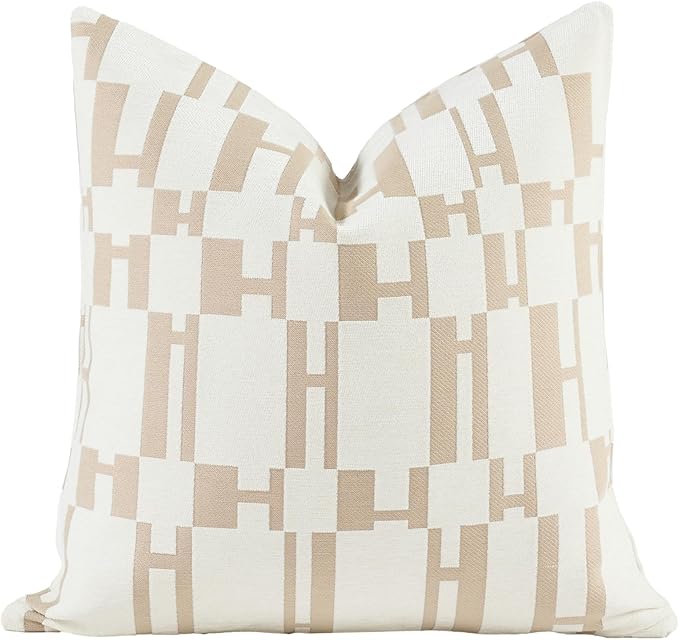 2025 New 22x22'' inches Throw Pillow Cushion Covers - White H Letter Chenille Jacquard Embroidery Luxury Modern Style Couch Sofa Bed Pillow Cover for Living Room Bedroom