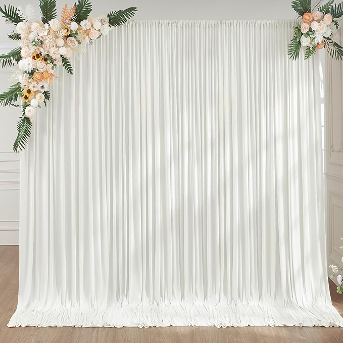 60ftx10ft Wrinkle Free Ivory Backdrop Curtains for Parties, Silky Polyester Photo Backdrop Drapes 12 Panels 5x10ft Back Drop Cloth for Wedding Birthday Baby Shower Photography Background