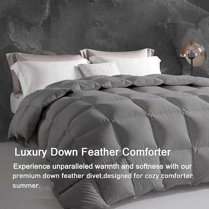 Luxury Down Fiber Comforter Twin Size Duvet Insert Fluffy & Comfortable Gray - Twin Size(68 ”X 90”)