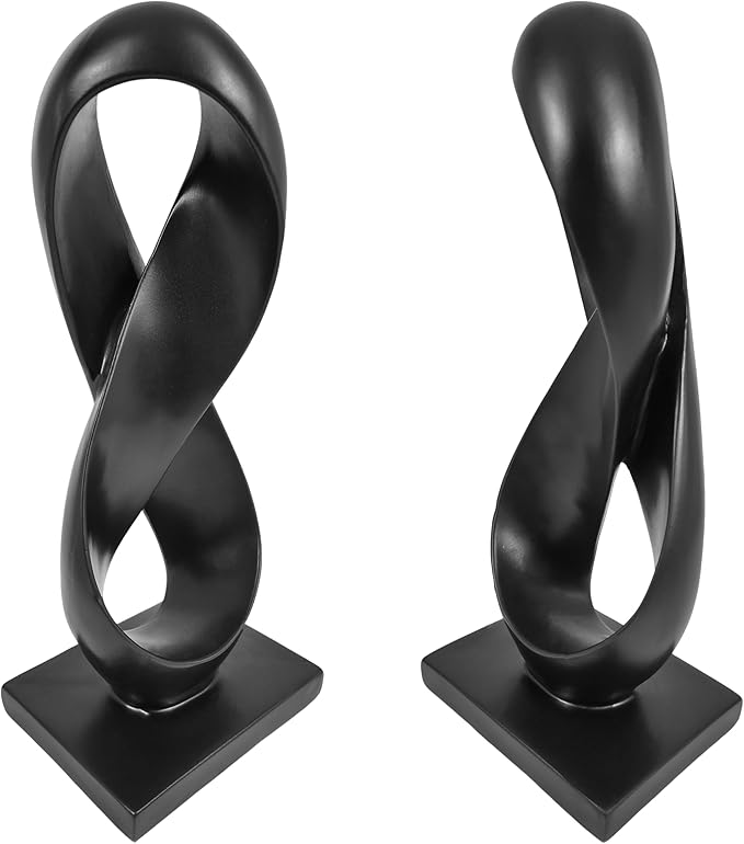 SIMON'S SHOP Black Abstract Sculpture Modern Statue for Shelf Desktop Mantel Number Eight Knot Minimalist Decoration