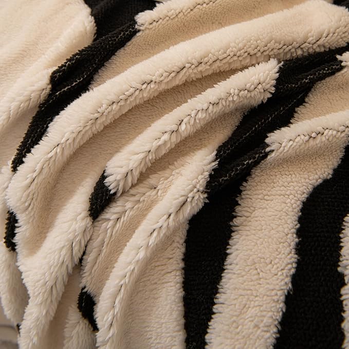 ROOMLIFE Striped Boho White Couch Cover for 2-3 Cushion Sofa, Fuzzy Plush Warm Sofa Slipcovers Sectional Sofas Covers, Non Slip Washable Furniture Protector Soft with Tassel,Winter 71''X134”