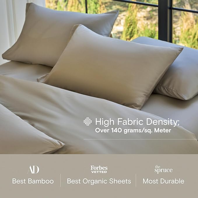 DOZ Duvet Cover Set, 100% Viscose derived from Bamboo, Organically Grown, Buttery Soft, Cooling Duvet Covers, High GSM, 1 Duvet Cover and 1 Pillowcase, 70"x90" (Fog, Twin/Twin XL)