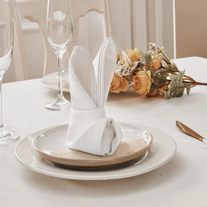 BALCONY & FALCON Cotton Cloth Napkins 12 Pack White Square Soft Absorbent Washable 20 x 20 inches Napkins for Restaurant Weddings Holidays Family Dinners Hotels Gatherings