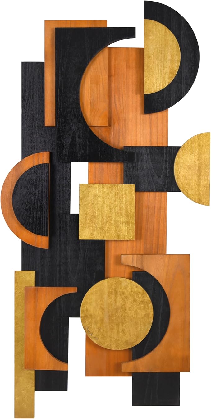 Empire Art Direct "Amber Embraces II Handmade Dimensional Solid Paulownia Wood Abstracts Wall Art, Ready to Hang, Living Room, Bedroom & Office, 48" x 24"x 1.42"
