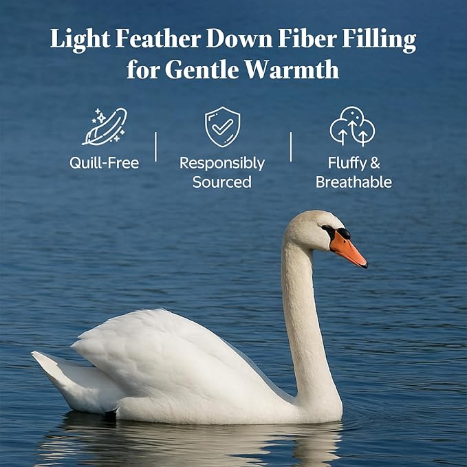 Organic Feather Down Fiber Comforter California King - 100% Cotton Shell All Season Duvet Insert, Medium Warmth Hotel Luxury Bedding Comforter(104x96 Inch, White)