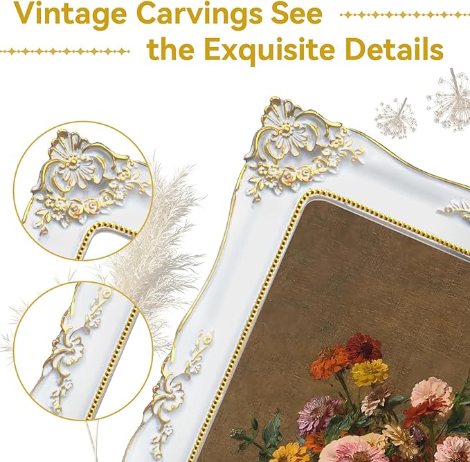 8x10 White Picture Frames Vintage Gothic Picture Frame Antique Victorian Baroque Ornate for Wall or Tabletop Display, Fits 8x10 or 5x7 Photo with Mat