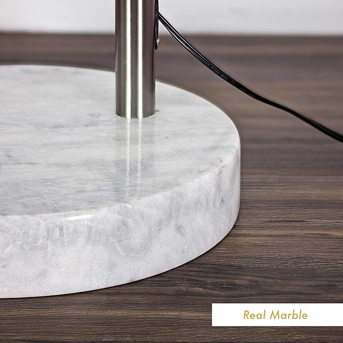 Major-Q Modern 81" Arc Tall X-Large Living Room-Stand Up Arching Drum Shade Large Floor Lamp with Real Marble Base for Bedrooms-Corner Lamp for Office Lighting (White)
