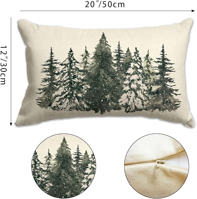 Christmas Pillow Cover 12X20 Colorlife Christmas Tree Lumbar Pillow Cover Holiday Decorations Throw Pillow Covers Farmhouse Pillows Decorative for Sofa Winter Home Decor