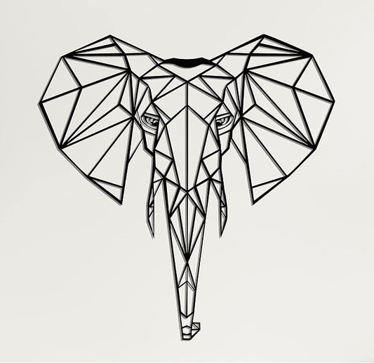 DEKADRON Metal Wall Art- Geometric Elephant Head -3D Wall Silhouette Metal Wall Decor Home Office Decoration Bedroom Living Room Decor Sculpture (28" W x 30" H/71x76cm)