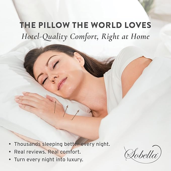 Sobel Westex Sobella Bed Pillow for Sleeping | Side Sleeper for Adults | 300TC 100% Cotton Case | Soft, Machine Washable, Hotel Quality (King Medium)