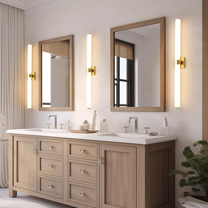 Bathroom Light Fixtures - 39 Inch Gold Bathroom Lights Over Mirror LED Vanity Light with Acrylic Shade, 36W Modern Vanity Lighting Fixtures for Mirror Living Room Gallery 3000K