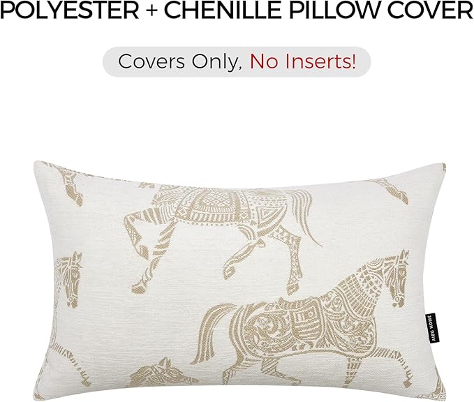 Luxury Equestrian Lumbar Pillow Cover 12x20 Inch, Double Sided Horse Pattern Design Decorative Cushion Cover for Bed Sofa Couch Living Room Bedroom