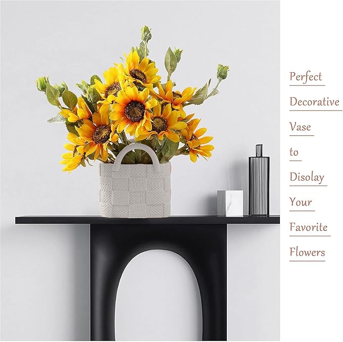 Ceramic Vase, Small Modern Flower Vase for Home Decor, Handbag Collection Creative Ceramic Floral Vases for Centerpieces, Flower Arrangement Decoration Shooting Props (A)