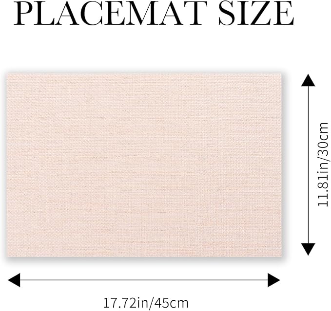 BACKTOEDEN Placemats Set of 6 Heat Resistant Washable Wipeable Placemat Woven Non-Slip Foldable Vinyl/Plastic Place Mats Indoor/Outdoor Mat Kitchen Dining Table Pad, Bright Silk Pink