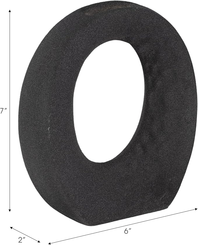 Modern Stoneware Vase with Rough Finish and Open Cut-Out – Contemporary Decorative Ceramic Flower Holder – Unique Home Decor Accent for Living Room, Bedroom, Office, or Dining Table – 7", Black