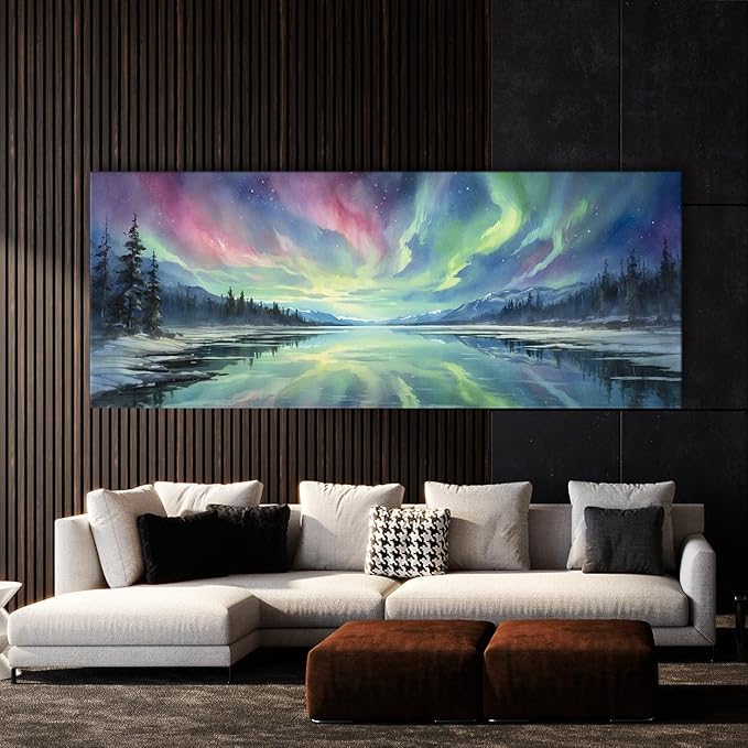 Sense Canvas Scandinavian Celestial Lake 34 Canvas Art - Home Decor Wall Art Print Poster Painting Medium 30x12 / 0.75"