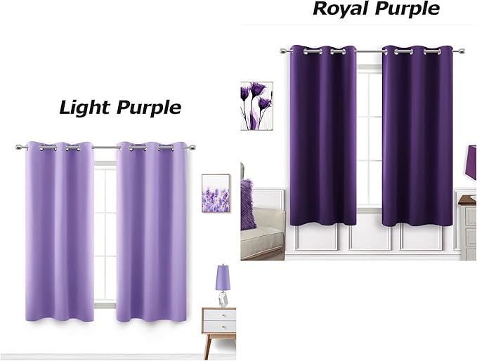 KOUFALL Lavender Purple Curtains for Bathroom Small Window 2 Panels Blackout Short Curtains for Bedroom Kids Girls Room 45 Inch Length Orchid Periwinkle