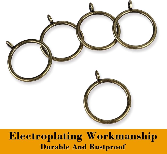 42 PCS Curtain Rings, 1.5 inch Metal Curtain Drape Sliding Eyelet Rings-Hanging Rings for Curtains and Rods, Fits Up to 1 1/4-Inch Rod, Antique Bronze(Clips Not Included)