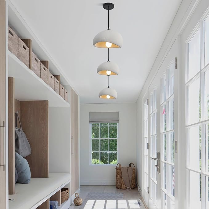 11.8in Wabi Sabi Pendant Lights Kitchen Island Lighting Fixture Ceiling Mount Grey Modern Japanese Lamp Japandi Chandelier for Dining Living Room Hallway Bedroom Restaurant Hanging Lamp