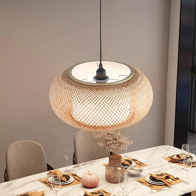 dining room light fixture Japanese lamp ,kitchen island pendant lights, Boho Bamboo Lighting Fixture, suitable for restaurants, Hotels and Guesthouses, Tea house. Nordic Log Style Lighting Decoration